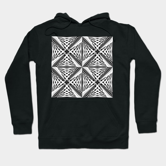 Black and White Geometric Star Hoodie by Carolina Díaz